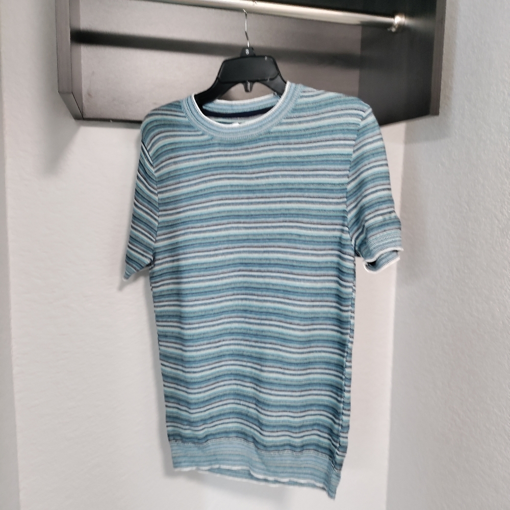 Topman Aqua Striped Crew Pullover size Small